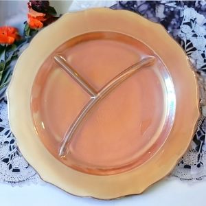 1 Vtg 34 Federal Normandie Lattice & Daisy Sunburst Depression Glass Grill Plate